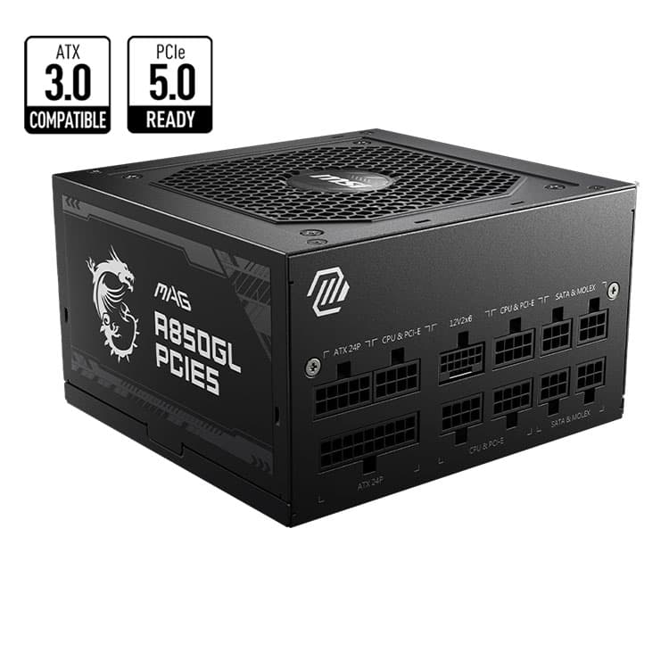 Nguồn máy tính Msi Mag A850GL Pcie5 80 Plus Gold | Full Module