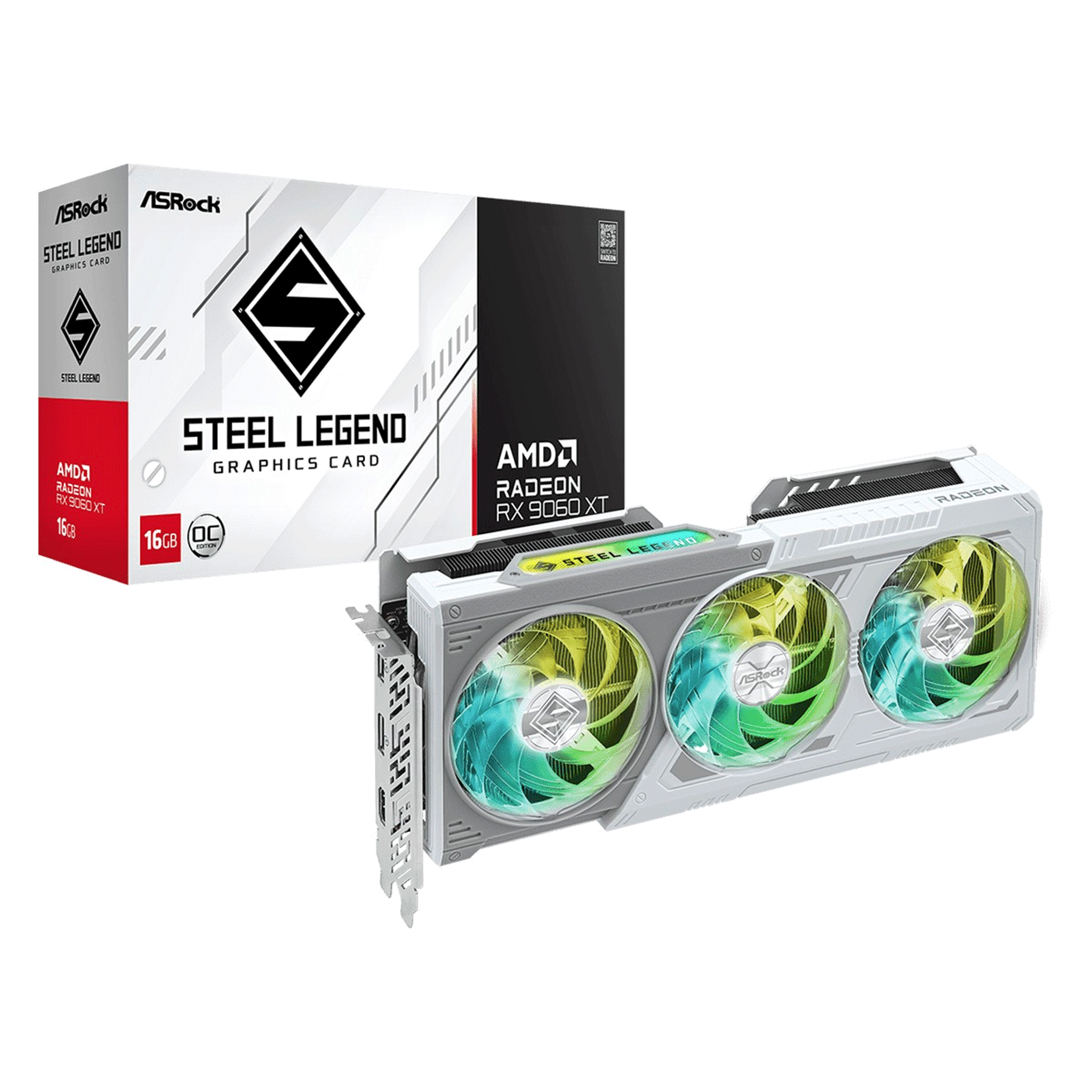 Card màn hình AMD Radeon RX 9060 XT ASRock Steel Legend OC | 16GB GDDR6, 2048 SP, 750W