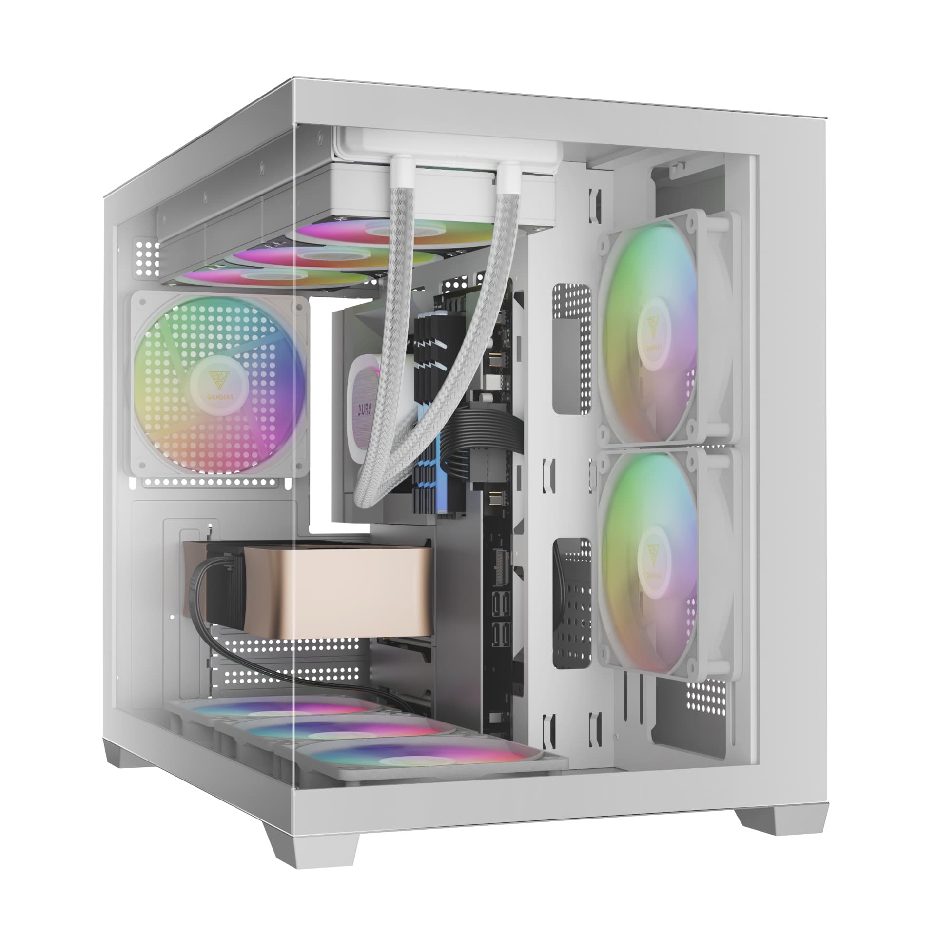 Thùng máy Gamdias GC10M V2 ARGB M-ATX (Kèm Sẵn 3F ARGB) - Trắng