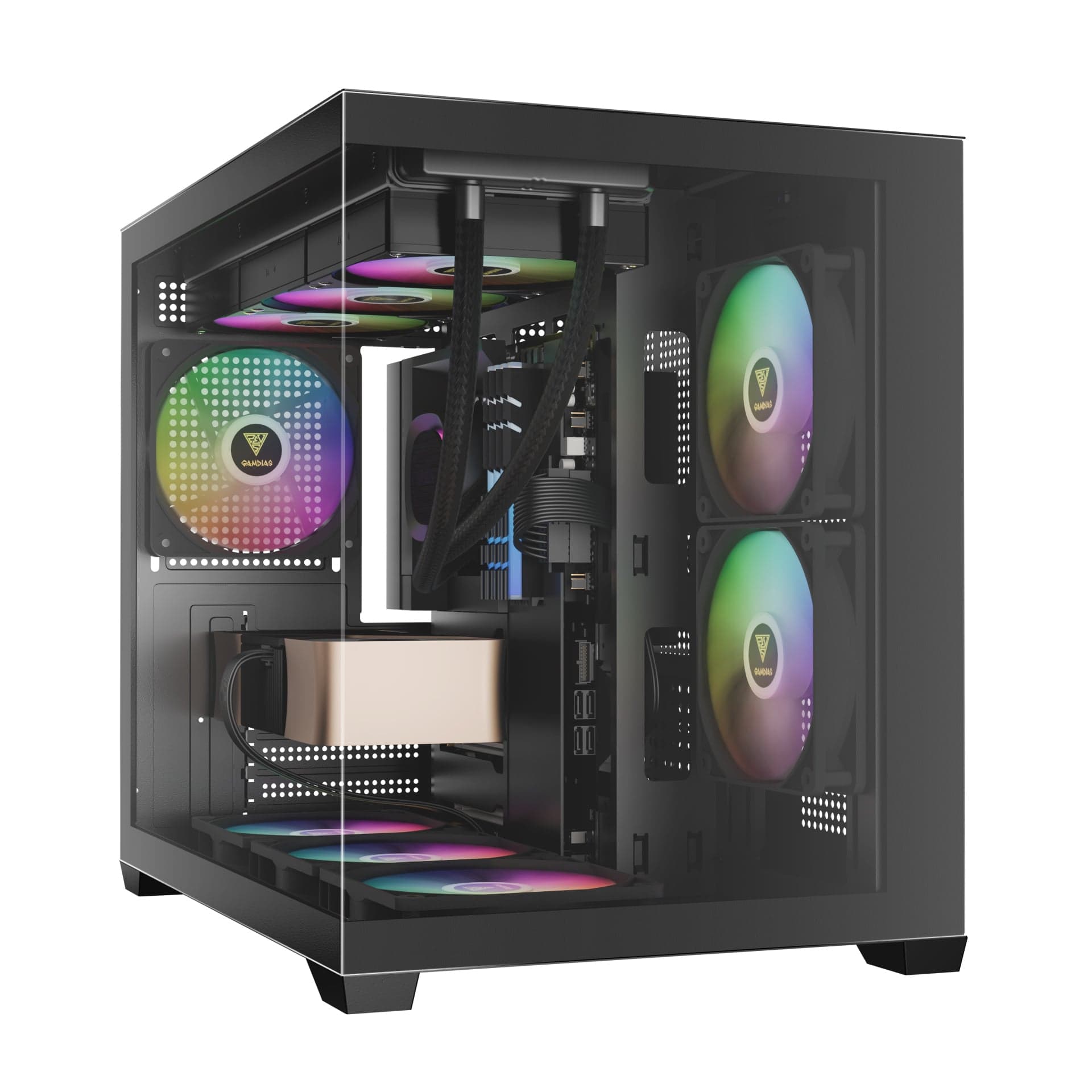 Thùng máy Gamdias GC10M V2 ARGB M-ATX (Kèm Sẵn 3F ARGB) - Đen