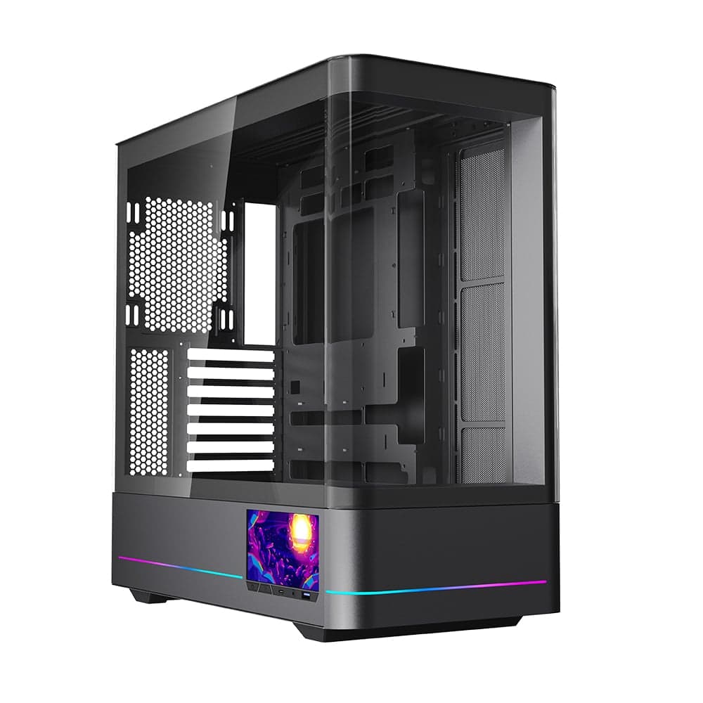 Thùng máy Case Leopard AC-02 | Đen, kính cong, LCD