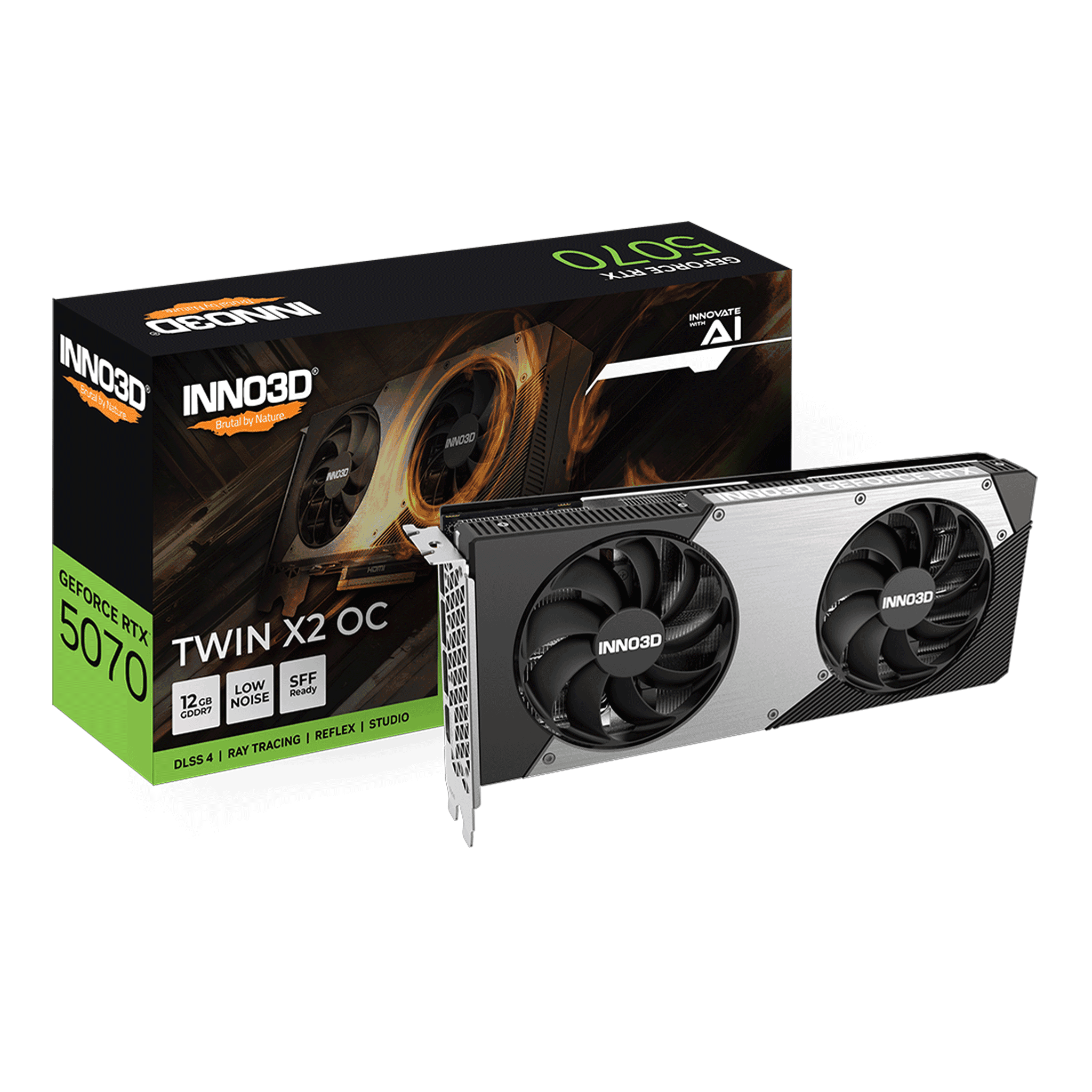 Card màn hình NVIDIA GeForce RTX 5070 INNO3D TWIN X2 OC | 12GB GDDR7, 6144 CUDA, 650W